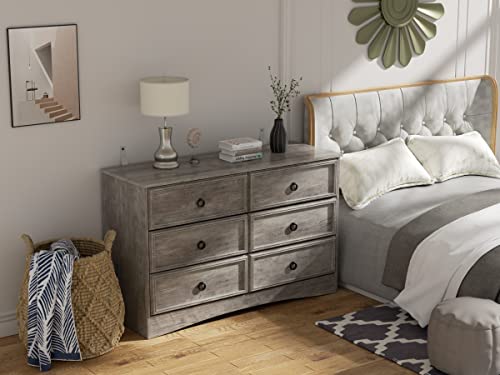 Gray 6 Drawer Dresser with Strip Lights U10348