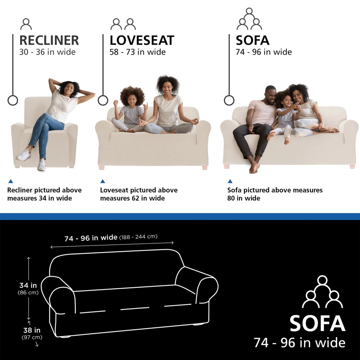 Boucle Stretch-to-Fit Fabric Sofa Slipcover, 1-Piece, Beige A446540