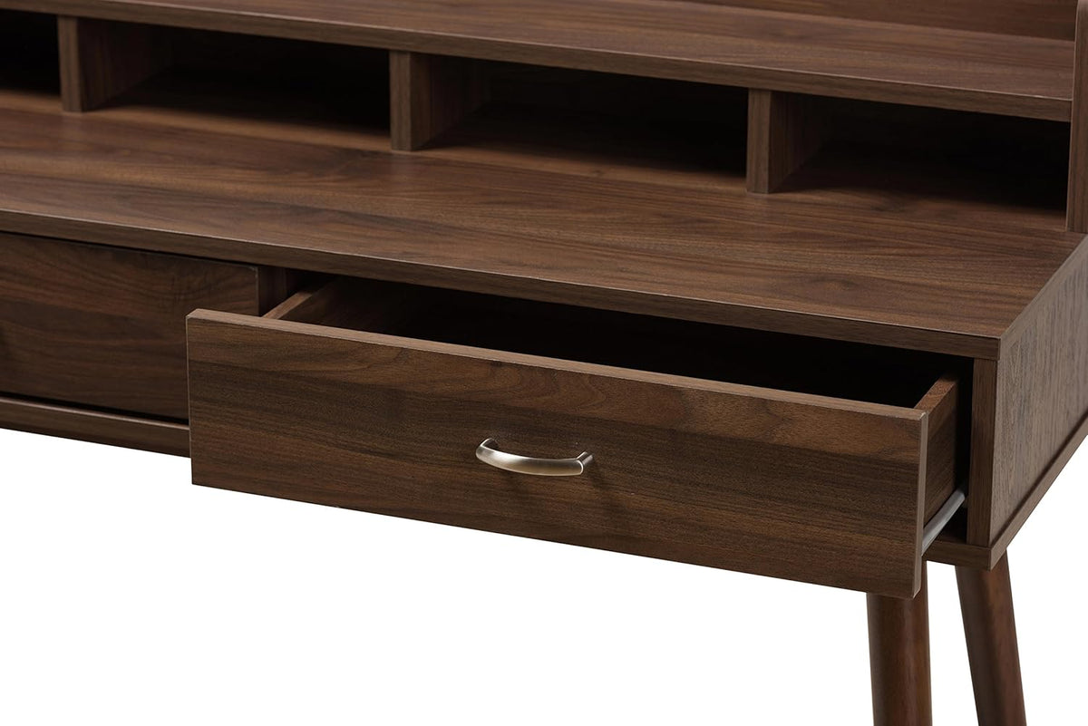 Walnut Brown 2-Drawer Desk B465