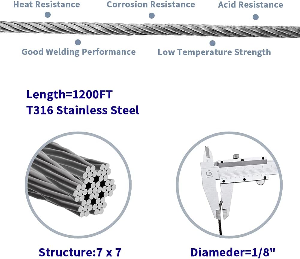 1/8 T316 Stainless Steel Cable 1000FT D8022