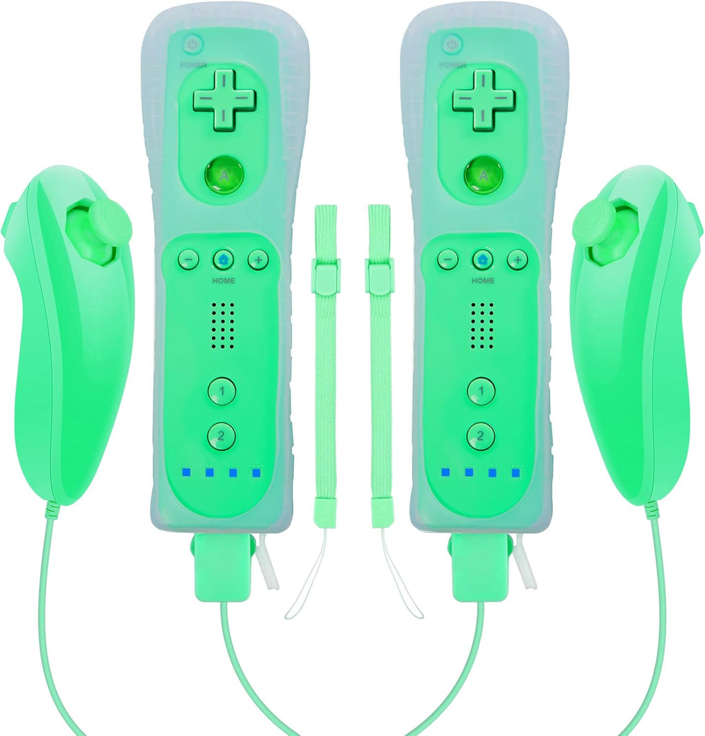 2 Packs Wireless Controller and Nunchuck Joystick with Silicone Case and Wrist Strap Z8784