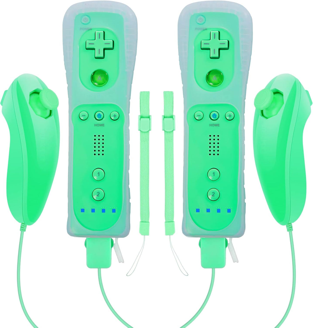 2 Packs Wireless Controller and Nunchuck Joystick with Silicone Case and Wrist Strap Z8784