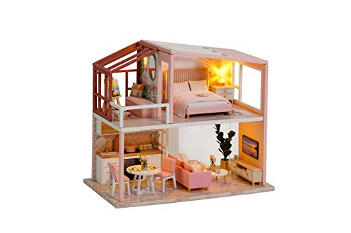 Wooden DIY Dollhouse Kit, 1:32 Scale Miniature with Furniture, Dust Proof Cover E83938