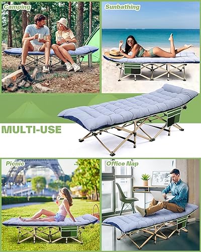 Camping Cot with Mattress Max Load 450 LBS Heavy Duty Portable Folding Bed P57710