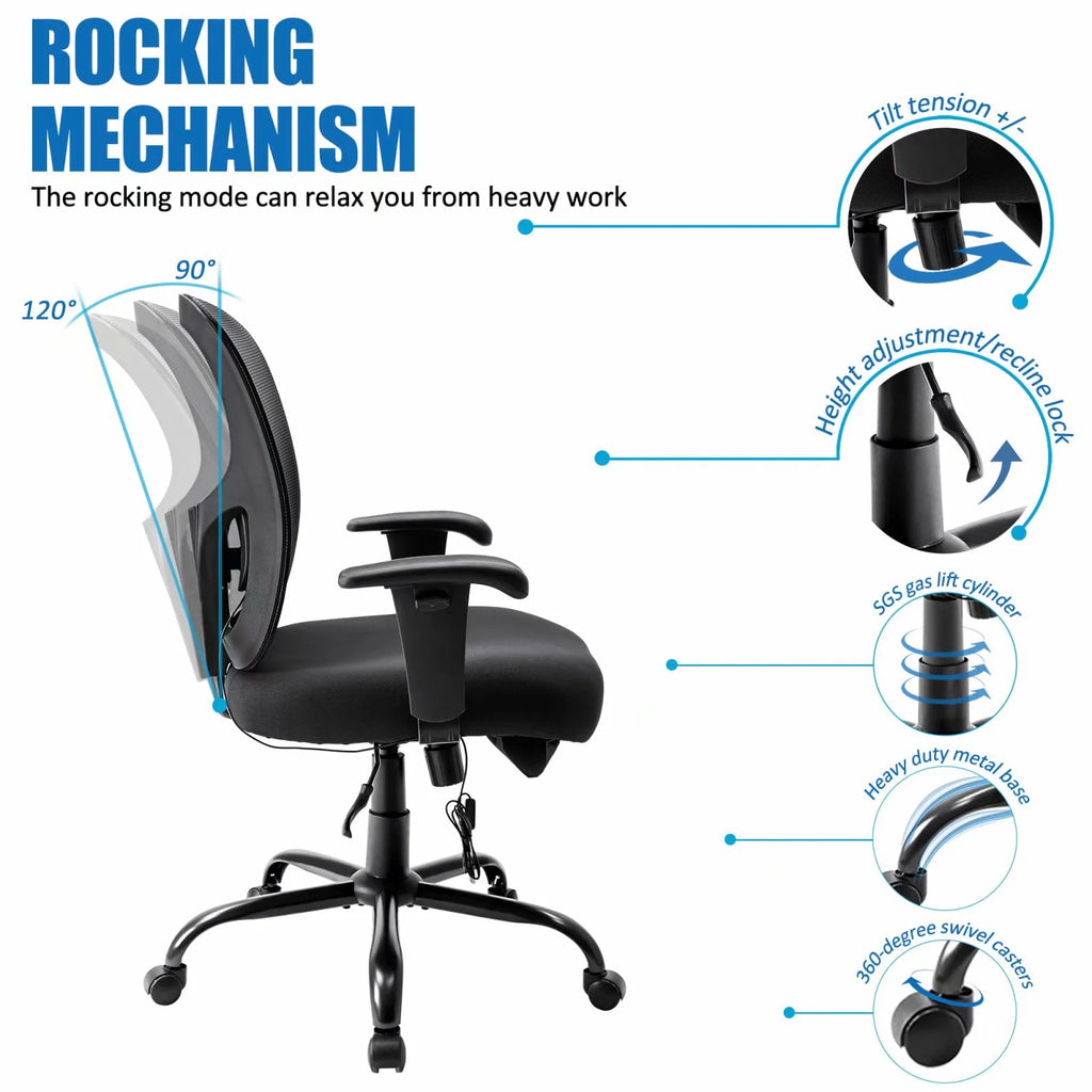 Black Ergonomic Mesh Office Chair with Arms H970781