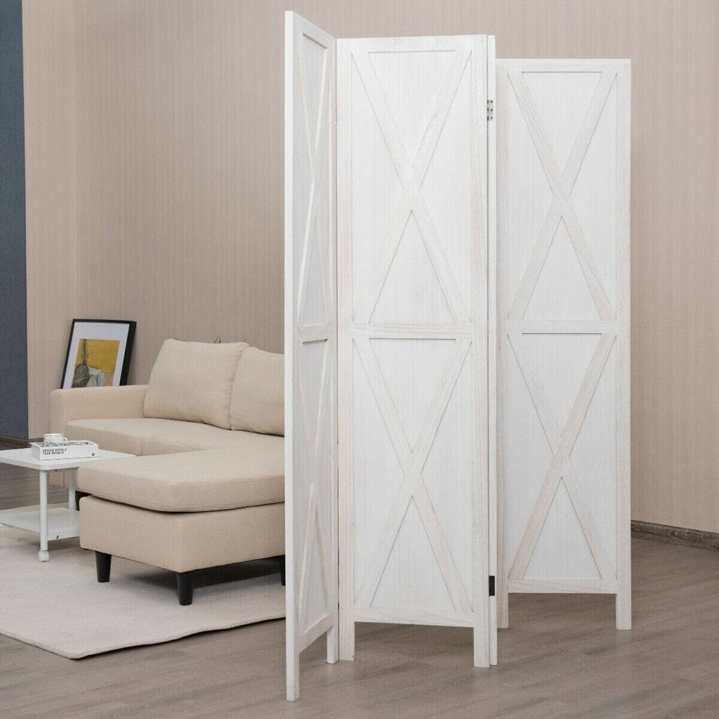 Brown 4 Panels Folding Wooden Room Divider S8129