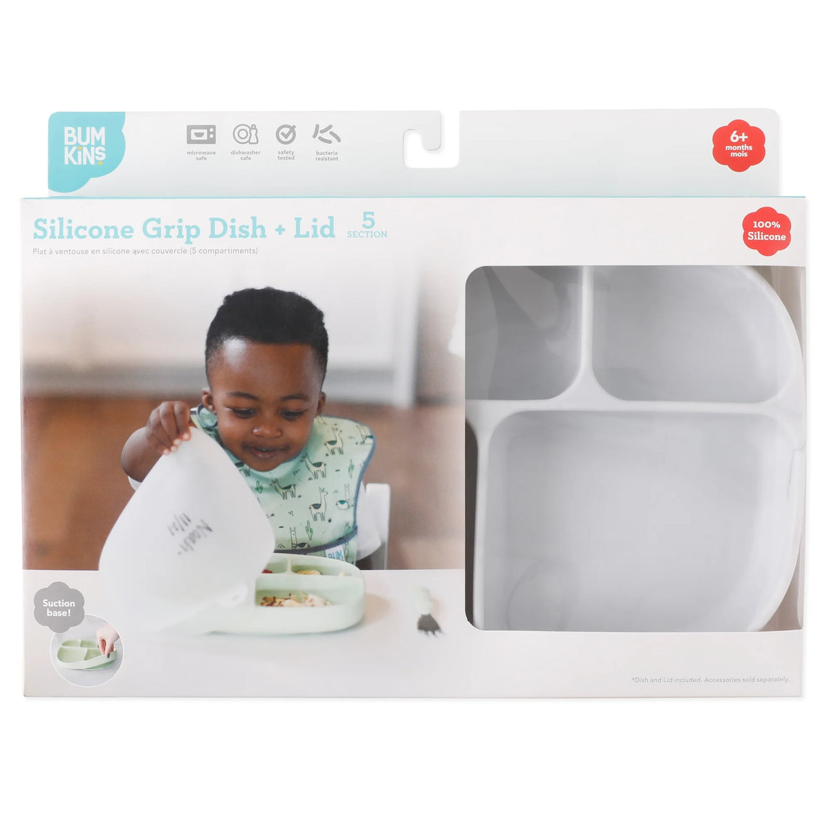 Silicone Grip 5-Section Plate with Lid Q87921
