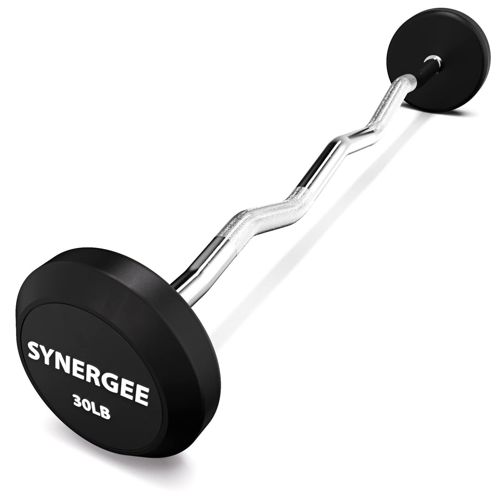 30lb Fixed Curl Bar Steel Bar Rubber Weight V964