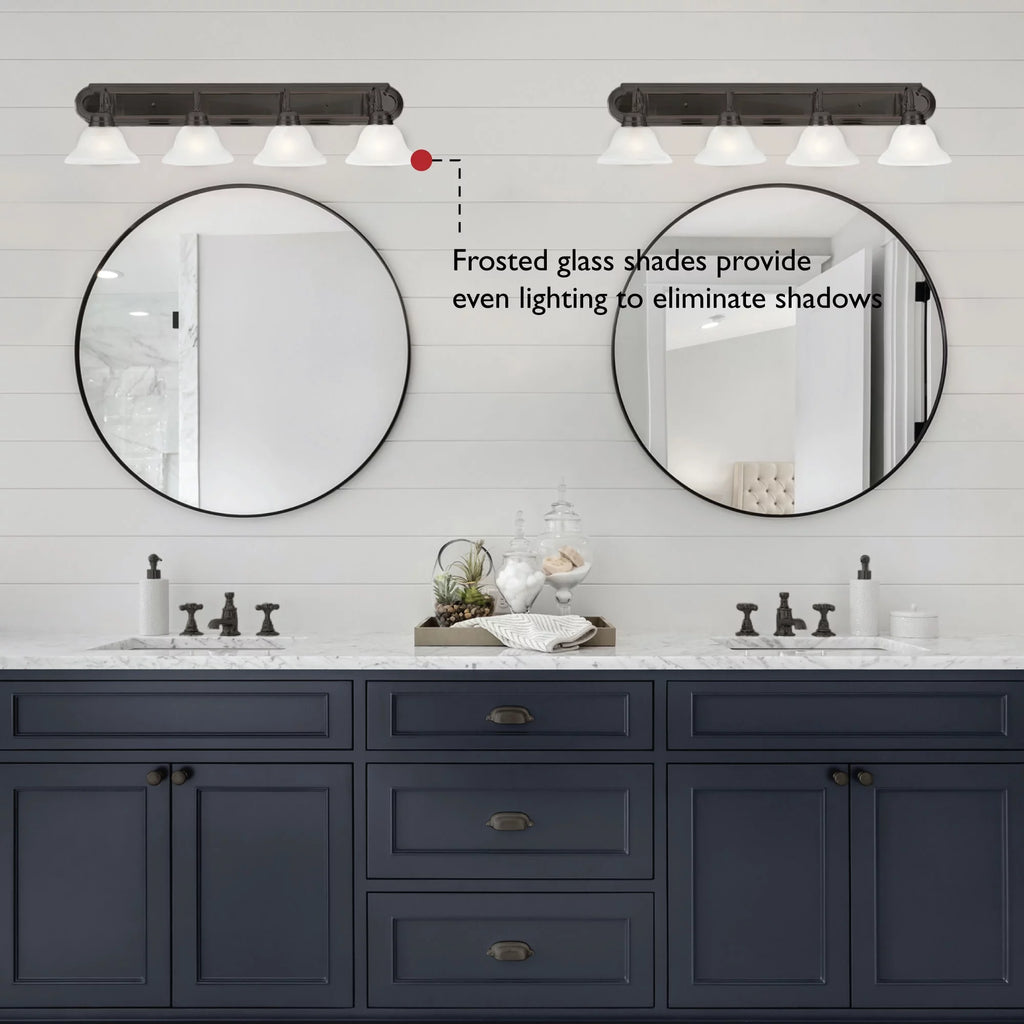 Oil Rubbed Bronze 4-Light Vanity Light with Frosted Glass C748471