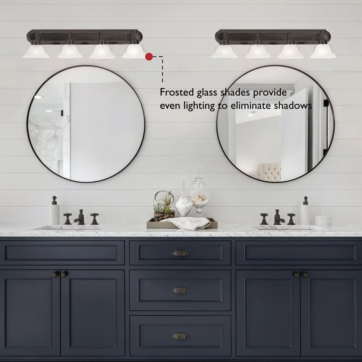 Oil Rubbed Bronze 4-Light Vanity Light with Frosted Glass C748471