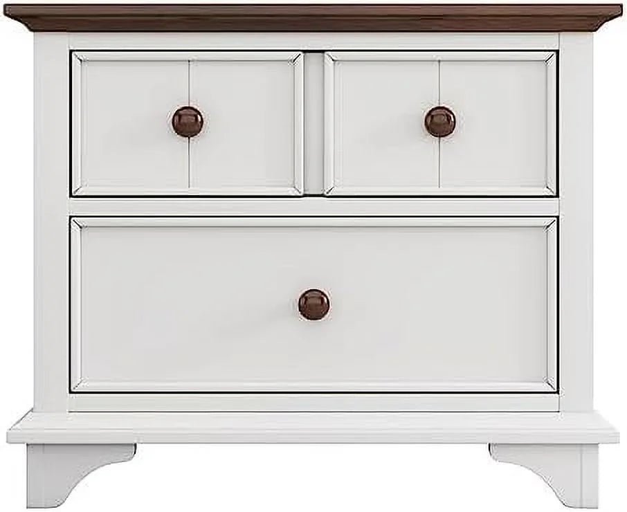 White Walnut 2 Drawer Nightstand I216