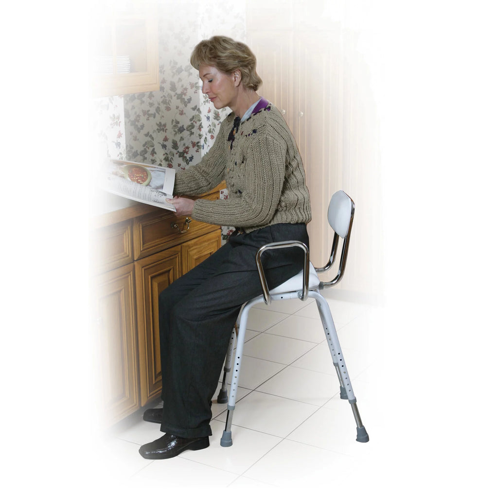 Kitchen Stool with Adjustable Arms and Padded Seat B2470