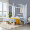 White Metal Canopy Bed Frame with Headboard and Footboard S153049