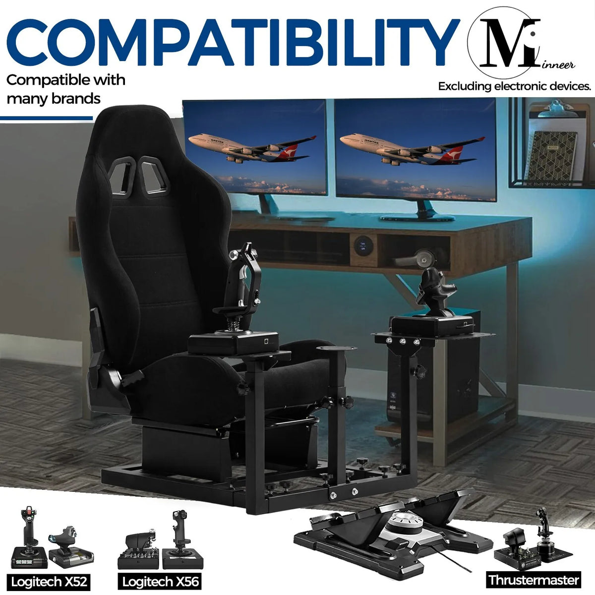 Flight Simulator Cockpit with Black Seat G703