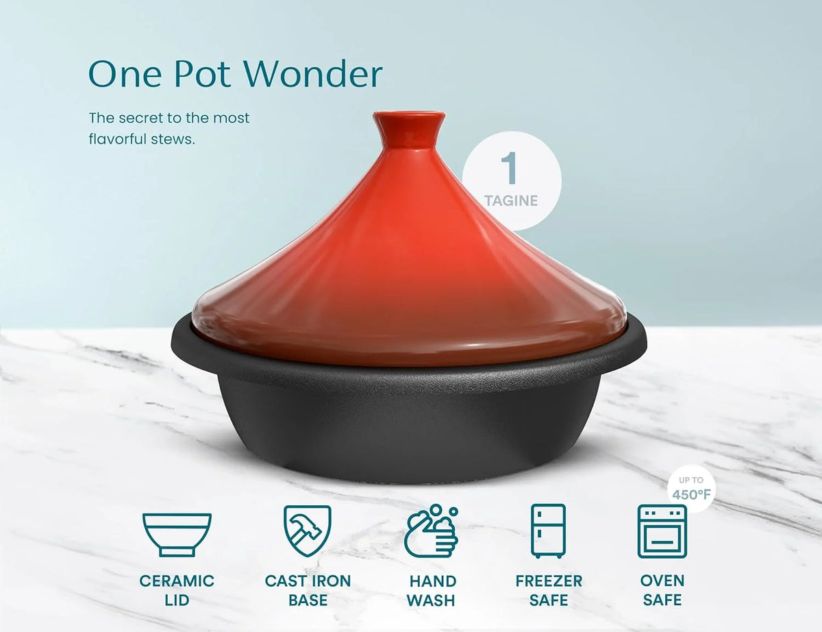 3.3 QT Enameled Cast Iron Tagine with Ceramic Lid I9319