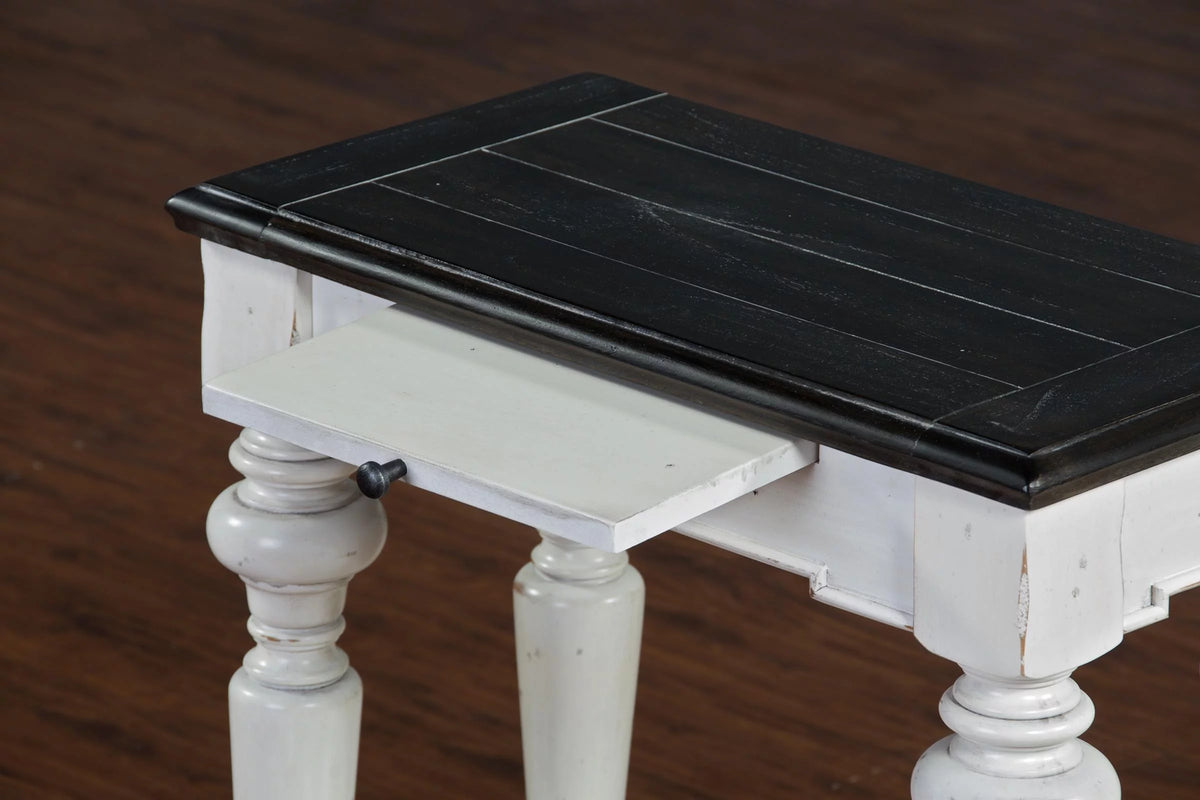 White Dark Brown Wood Chair Side Table G641767