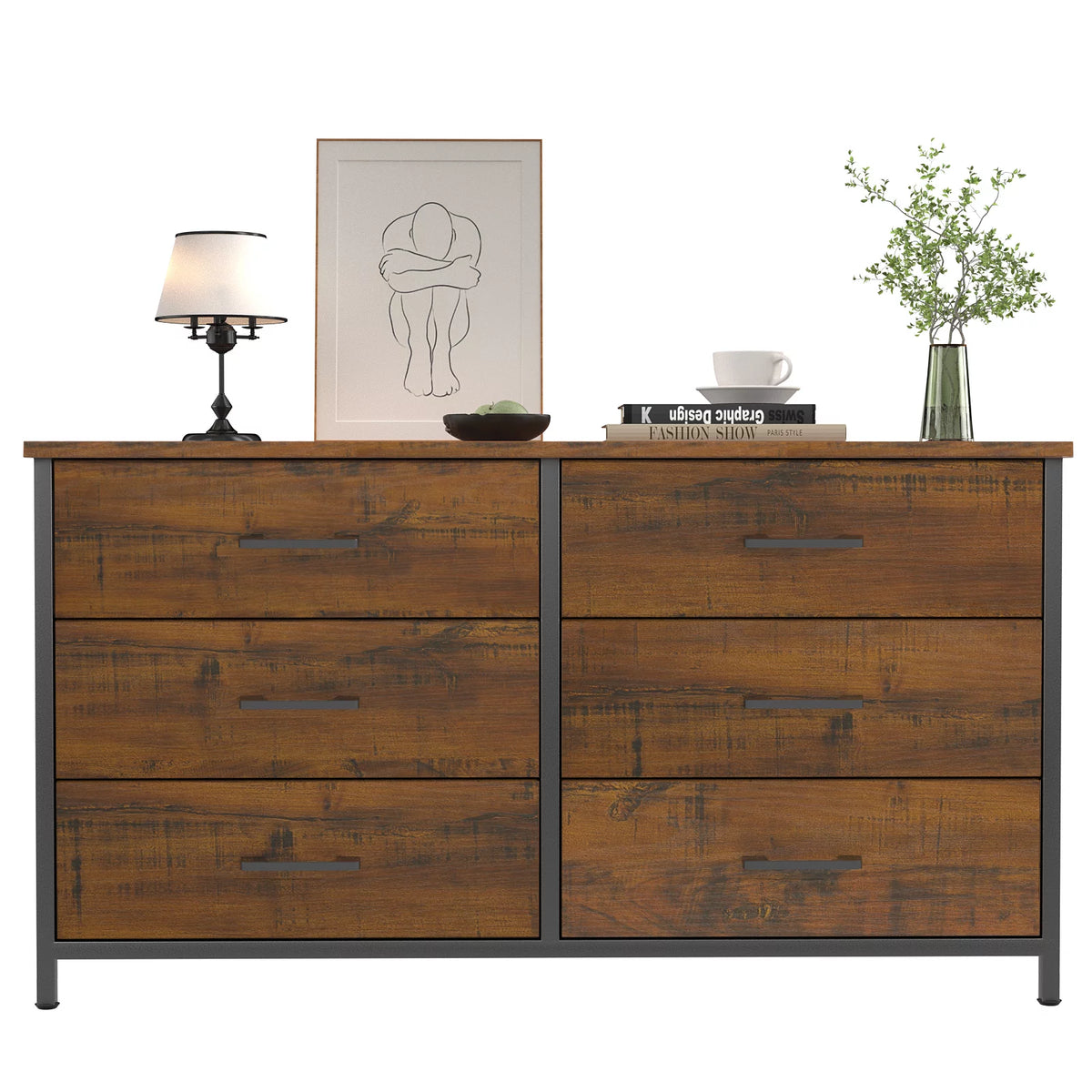 6 Drawer Wood Dresser J221325