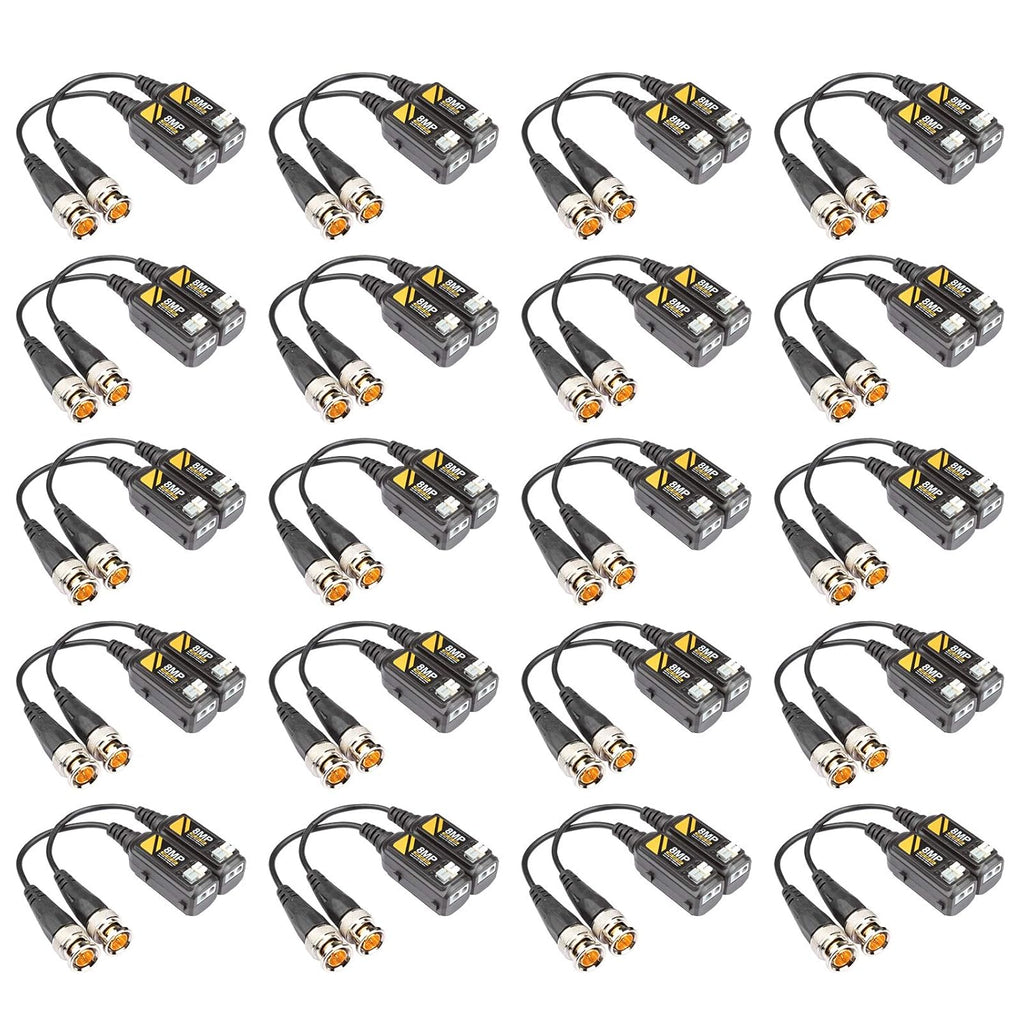 20 Pairs Passive Video Balun Connectors for BNC Male CCTV Camera System T349