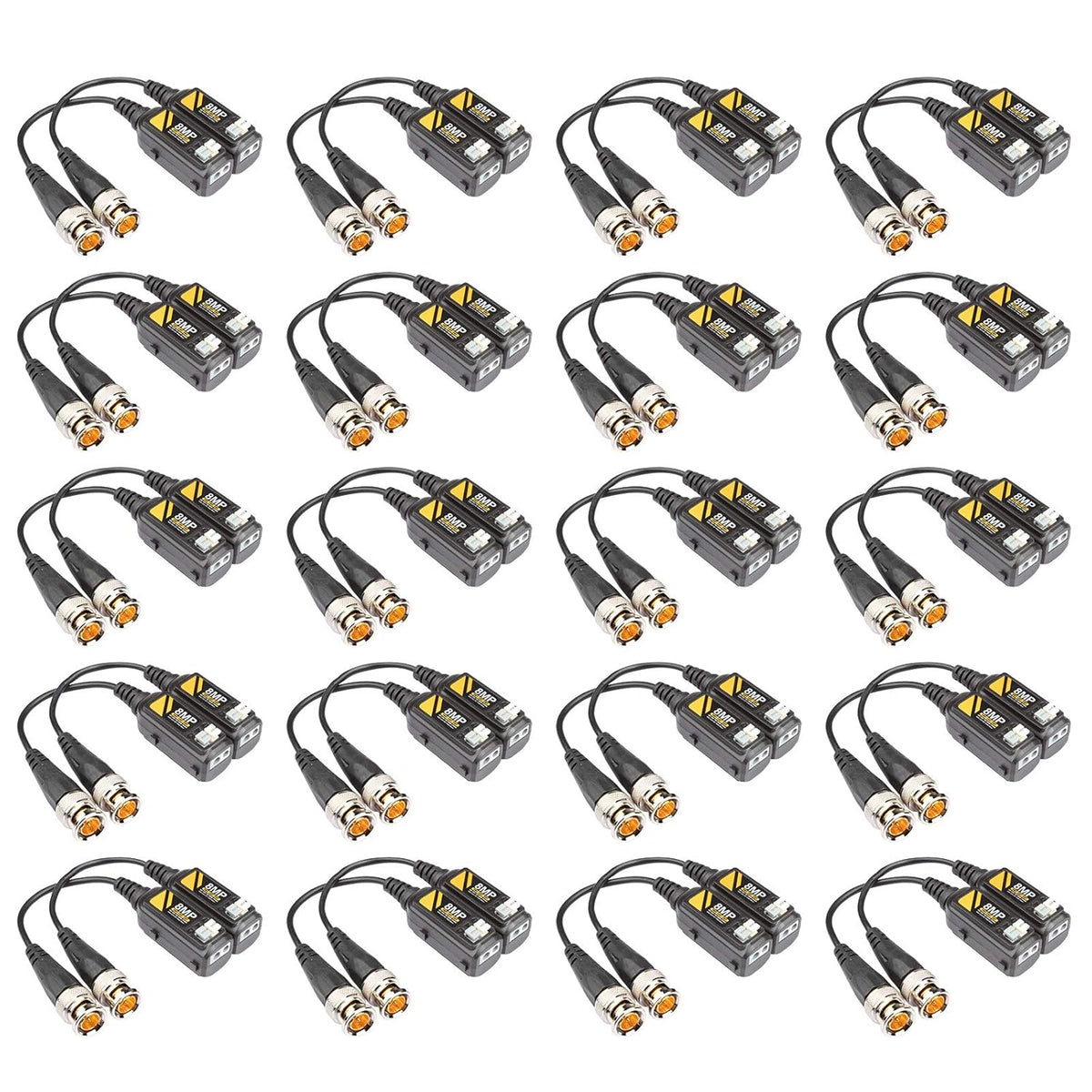 20 Pairs Passive Video Balun Connectors for BNC Male CCTV Camera System T349