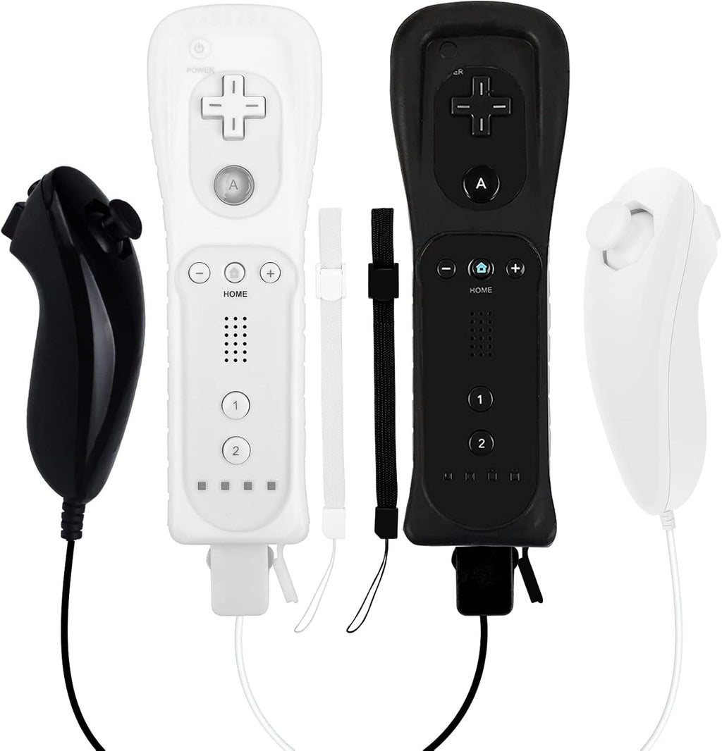 2 Packs Wireless Controller and Nunchuck Joystick with Silicone Case and Wrist Strap Z8784