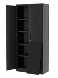 Black Metal Storage Cabinet with Doors and 4 Shelves Y213497