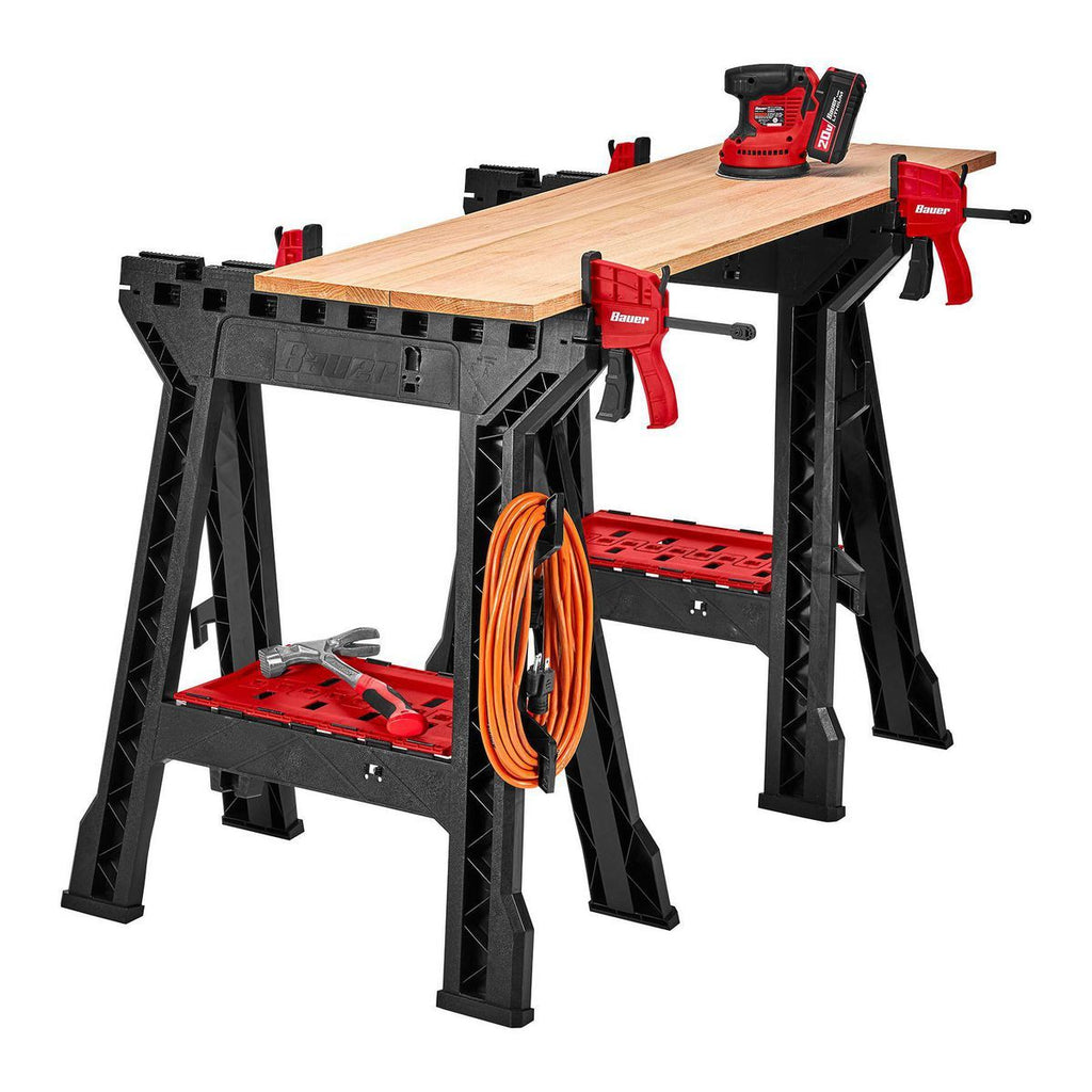 Polypropylene Folding Sawhorse with Bar Clamp G992