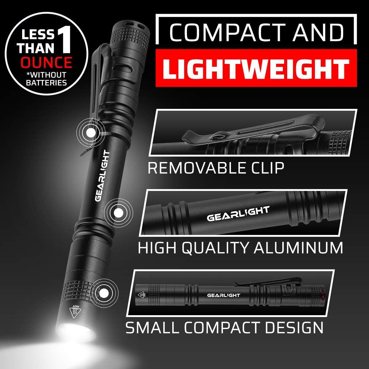 2 Small LED Pocket Flashlights with Clip L296346