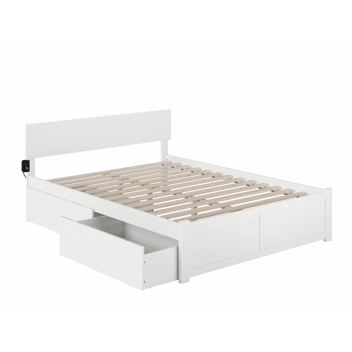 King Solid Wood Bed with Storage Drawers in White M78454