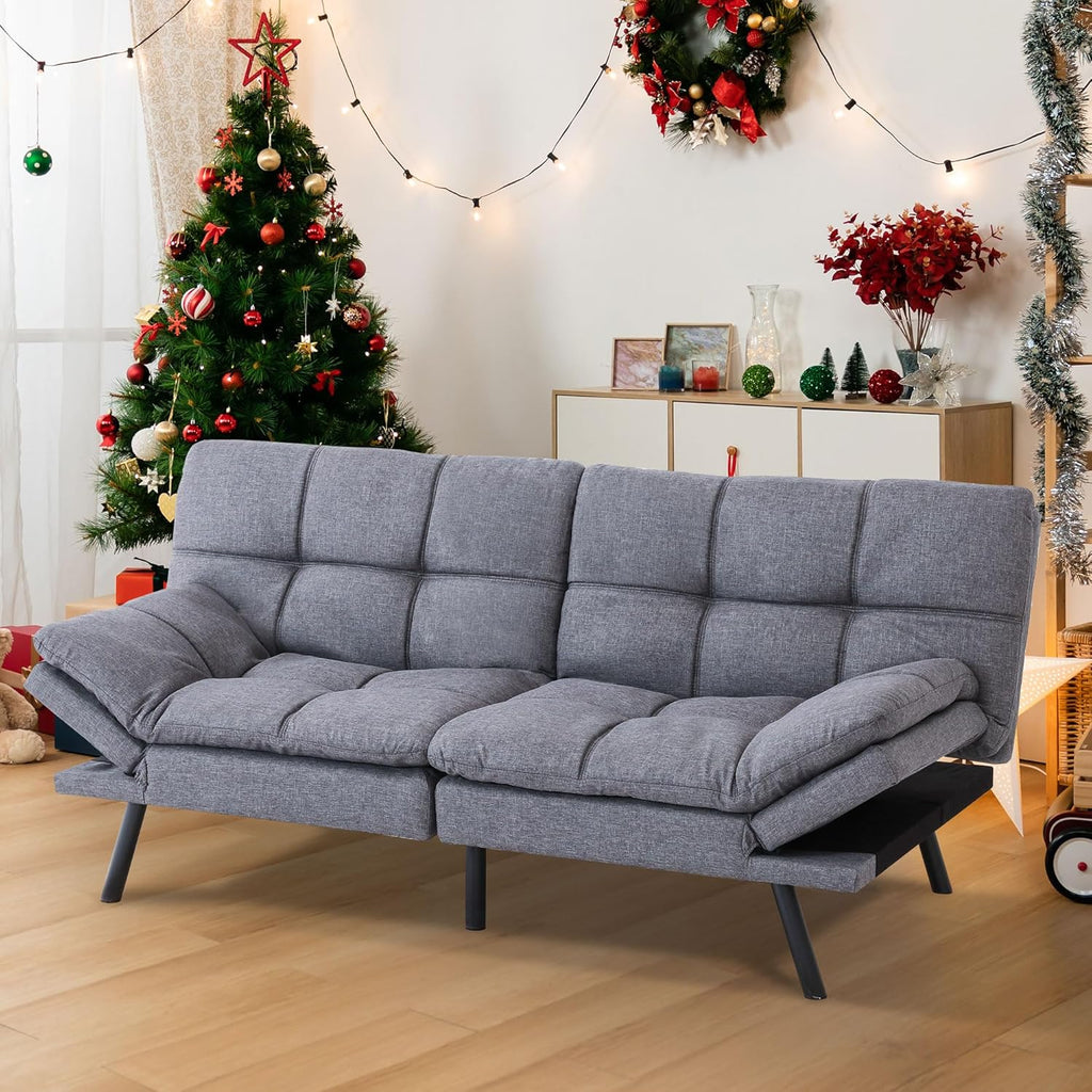 Gray Memory Foam Convertible Sofa Bed X85616