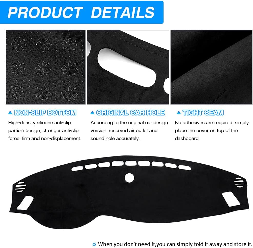 Suede Dash Cover for Kia Optima Dashboard Mat Non-Slip Carpet Odorless Sunshade Protector Pack of 2 Y63034