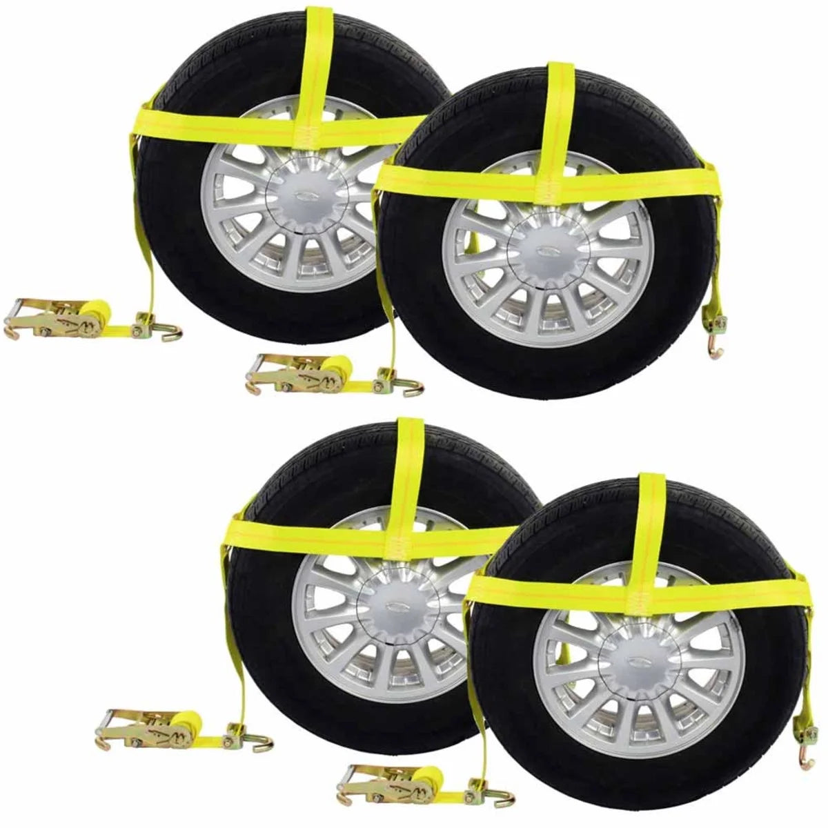 Car Carrier Tire Holder Basket Straps with Swivel Hooks & Ratchet D59334