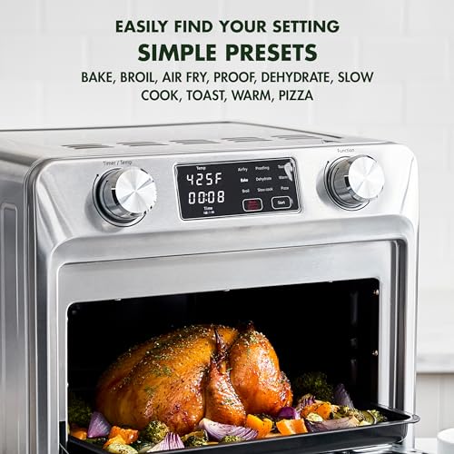 Matte Black 9-in-1 Nonstick Air Fry Oven with Baking Pan, Stainless Steel Rack, and Basket D50542