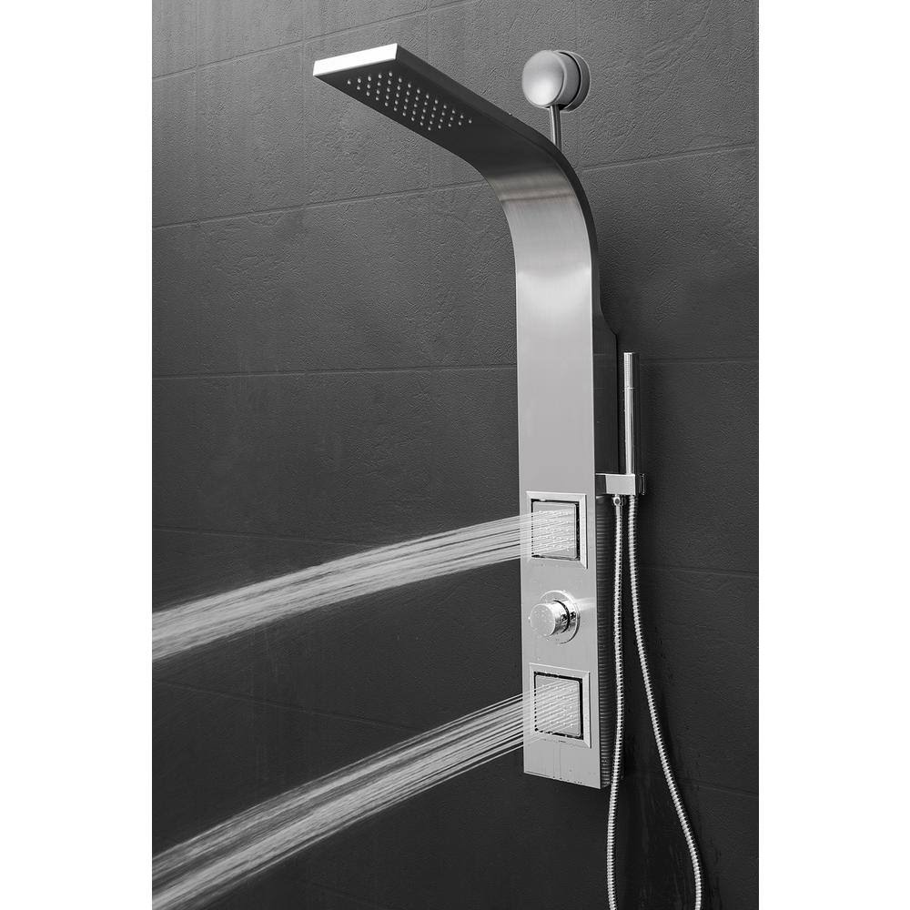 Stainless Steel Shower Panel System with Rainfall Shower Head and Handheld Shower Wand C972