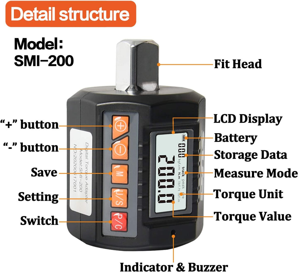Digital Torque Adapter 200Nm 1/2” Drive U869