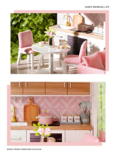 Wooden DIY Dollhouse Kit, 1:32 Scale Miniature with Furniture, Dust Proof Cover E83938