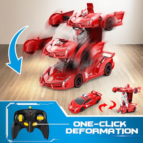 2.4Ghz 1:18 Scale Transforming Police Car Toy with Flashing Light H184029
