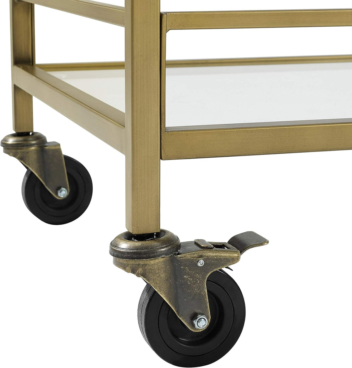 Gold and Glass Rolling Bar Cart S117548