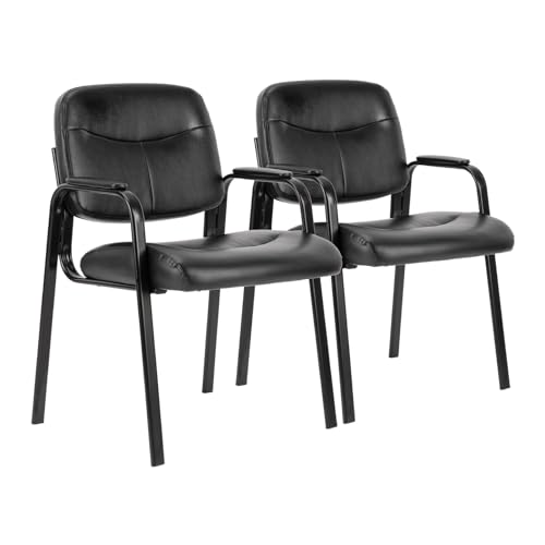 Black PU Leather Guest Chair with Padded Arms T699931