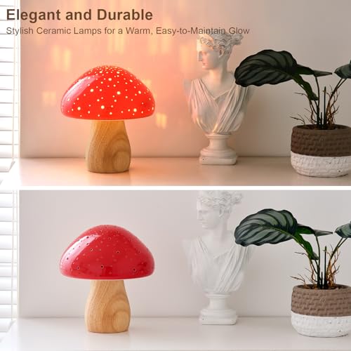 Pink Ceramic Mushroom Lamp N591