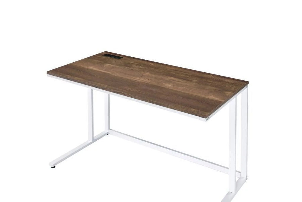 Walnut White Writing Desk with USB Port C962