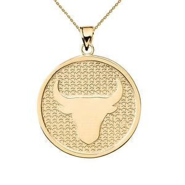 10K Gold Taurus Zodiac Disc Pendant Necklace with 20" chain I66467