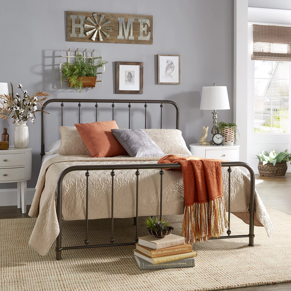 White Metal Platform Full Bed H793
