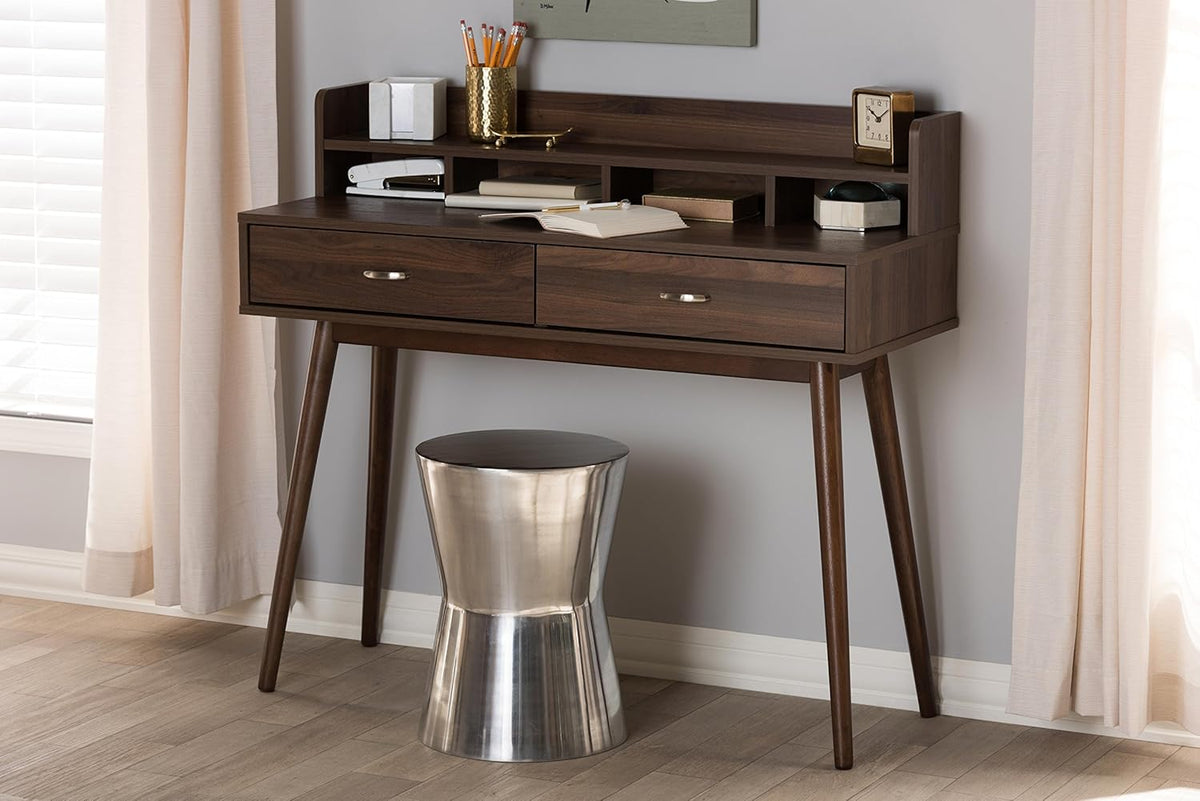 Walnut Brown 2-Drawer Desk B465