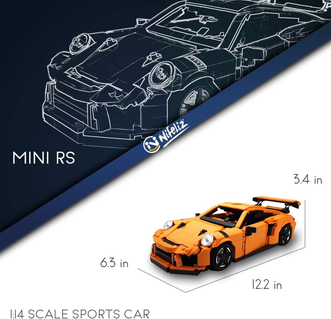 1:14 Scale Sports Car Building Blocks Set 1072 Pcs W865588