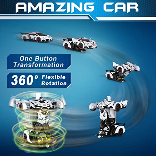 2.4Ghz 1:18 Scale Transforming Police Car Toy with Flashing Light H184029