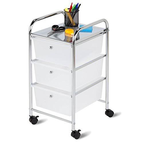 3 Drawer Plastic Storage Cart on Wheels S387
