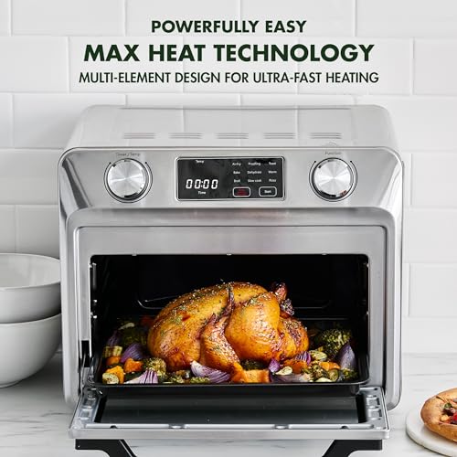 Matte Black 9-in-1 Nonstick Air Fry Oven with Baking Pan, Stainless Steel Rack, and Basket D50542