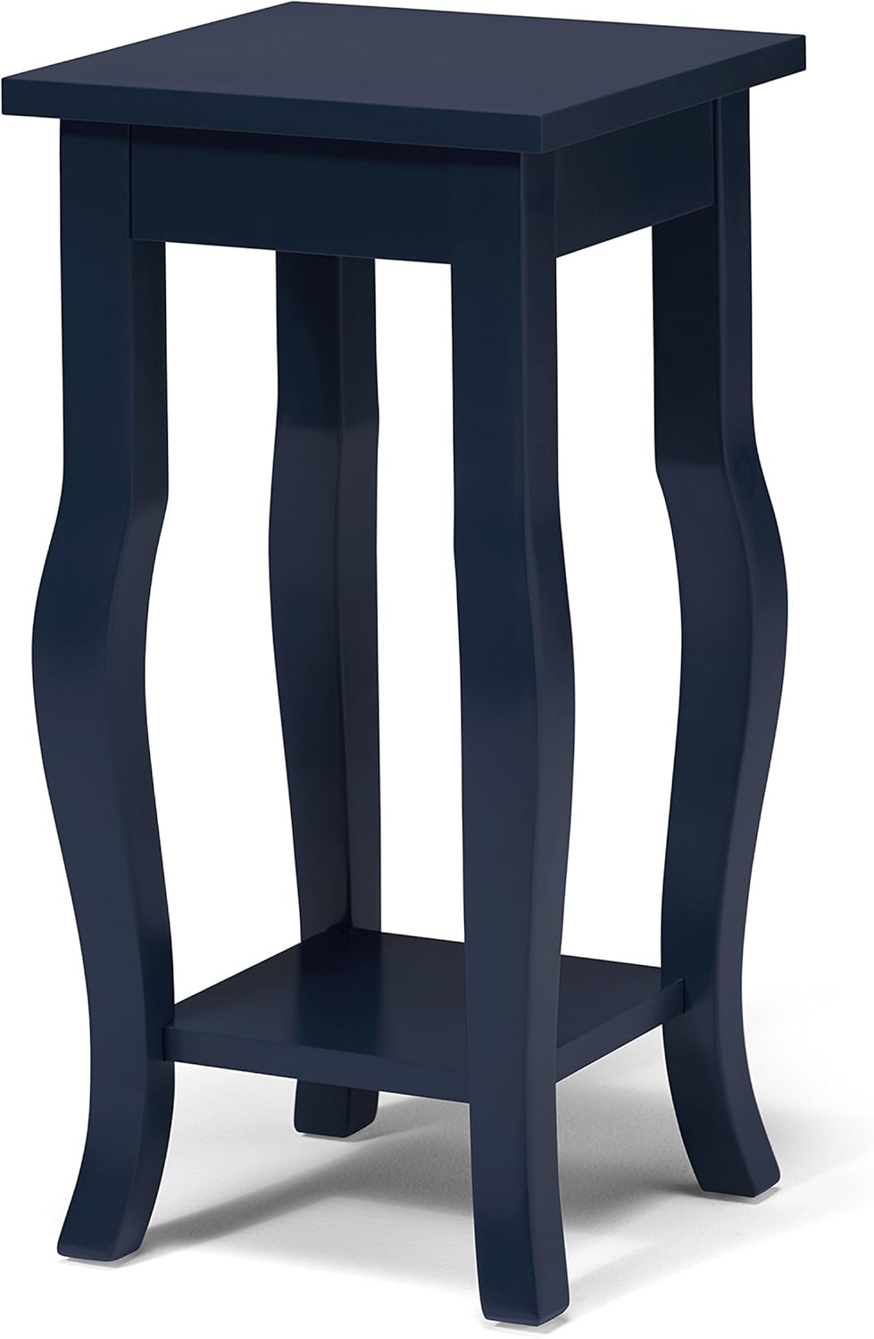 Black Wood Pedestal End Table with Display Shelf M594399