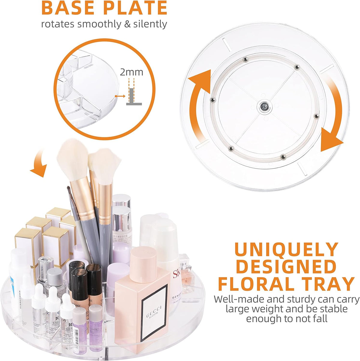 Clear Transparent 8 Layers Spinning Makeup Organizer H3893