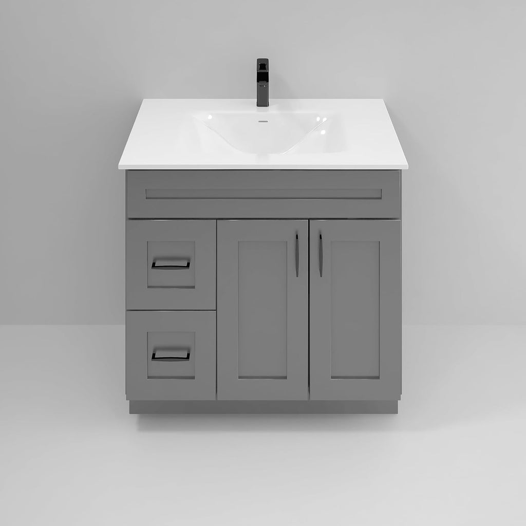 Gray Shaker Bathroom Vanity Sink Base with Drawers 36 in Cabinet M810
